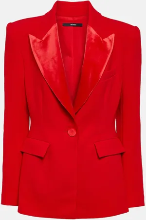 ALEX PERRY Priestly velvet-trimmed crÃªpe blazer