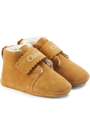 Chloé Baby logo suede booties