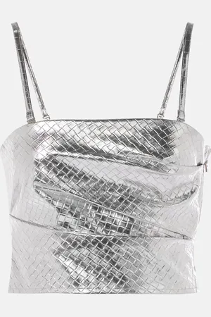 ROTATE Metallic-effect draped top