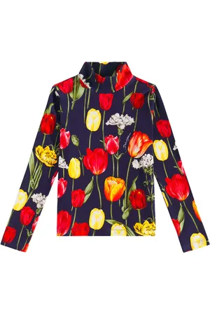 Dolce & Gabbana Floral cotton-blend turtleneck top