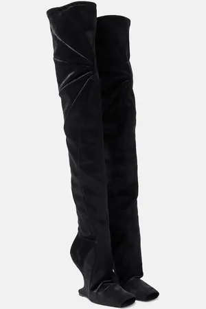 Rick Owens Cantilever velvet over-the-knee boots