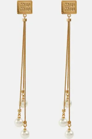 Miu Miu Faux pearl and brass earrings