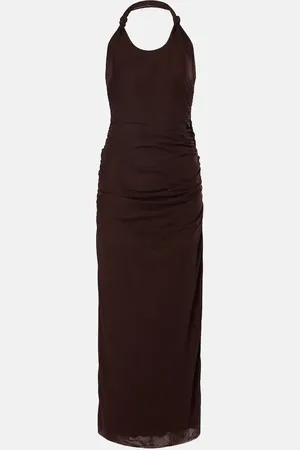 SIR Jacques Knot gathered semi-sheer midi dress