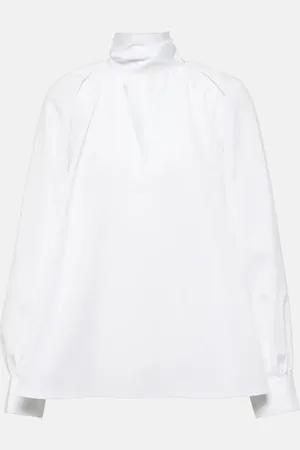 CO Scarf-detail tton poplin blouse