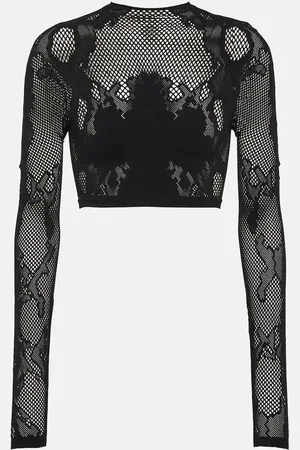 DION LEE Cobra lace crop top