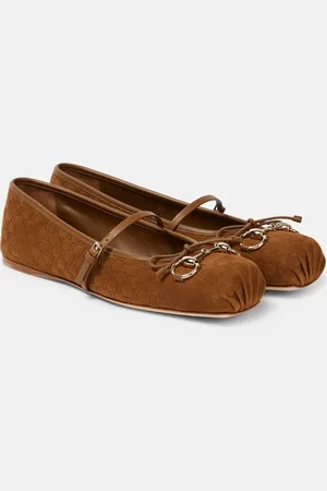 Gucci Horsebit GG suede ballet flats