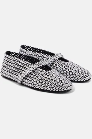 Alaïa Embellished suede Mary Jane flats