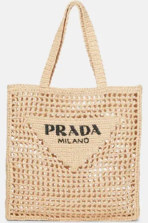 Prada Small logo raffia tote