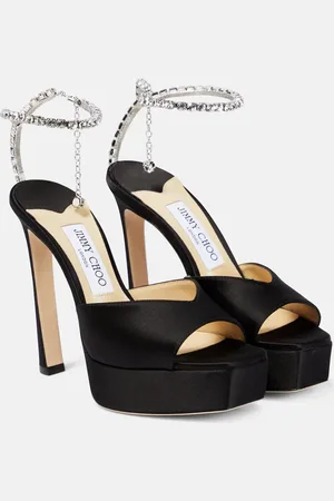 Jimmy Choo Saeda 125 embellished satin platform sandals