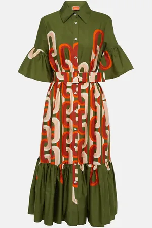 La DoubleJ Choux printed cotton poplin midi dress