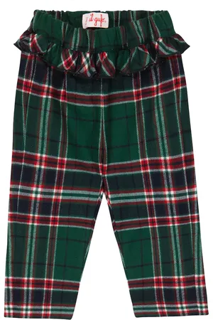 Il gufo Baby ruffle-trimmed checked leggings