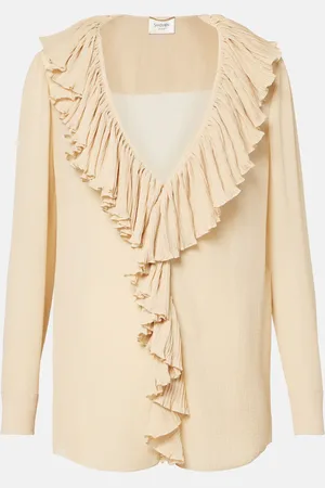 Saint Laurent Ruffled silk crepon blouse