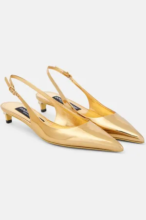 Dolce & Gabbana Metallic patent leather slingback pumps
