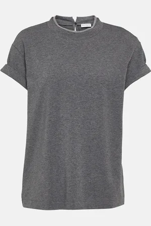 Brunello Cucinelli Embellished cotton-blend T-shirt