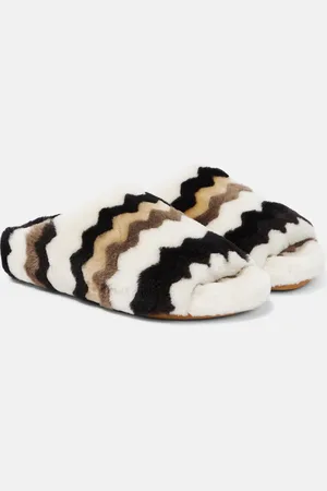 Chloé Saam chevron shearling slides