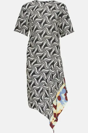 DRIES VAN NOTEN Printed asymmetric midi dress
