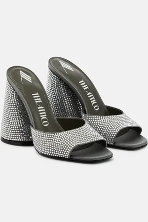 The Attico Luz crystal-embellished leather mules