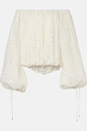 Chloé Polka-dot jacquard silk-blend mousseline top