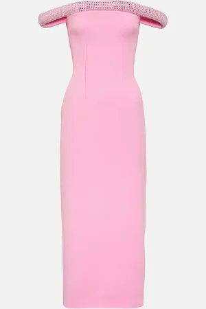 DAVID KOMA Crystal-embellished cady midi dress