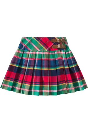 Ralph Lauren Pleated tartan cotton skirt