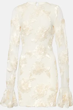 ROTATE Bridal Rosita floral-appliquÃ© mesh minidress