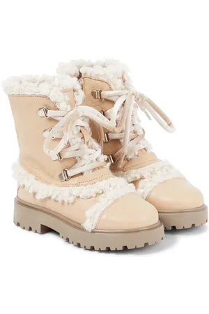 PèPè Faux shearling-trimmed leather boots