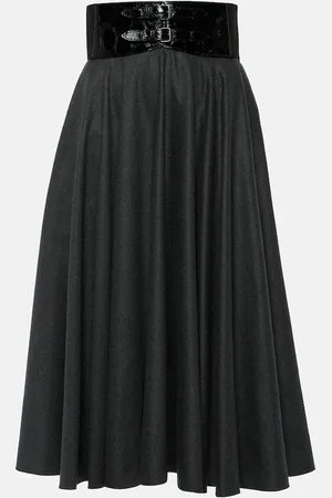 Alaïa Belted high-rise virgin wool midi skirt