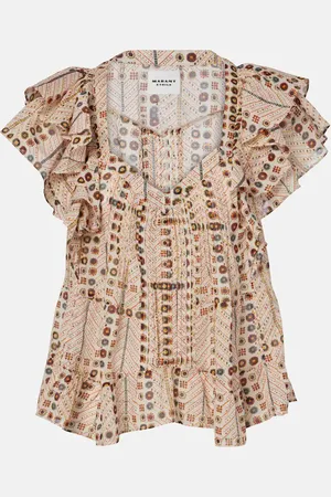 Marant Etoile Madrana printed ruffled cotton blouse