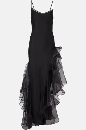 SIR Sage Flounce ruffled sheer silk maxi dress