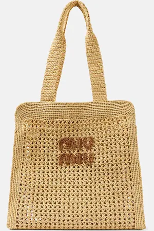 Miu Miu Medium logo woven tote bag