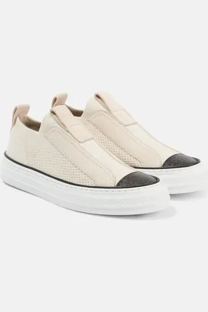 Brunello Cucinelli Suede-trimmed canvas sneakers