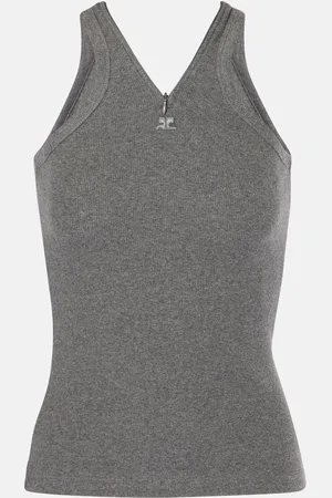 Courrèges Cotton ribbed-knit tank top