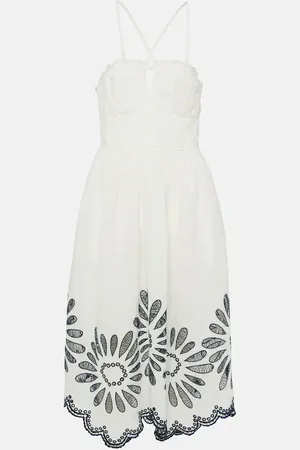 ULLA JOHNSON Beatrice linen and cotton midi dress
