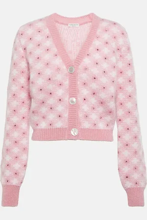 Alessandra Rich Cropped embellished checked cardigan