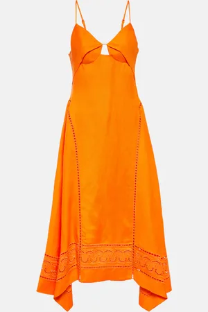 Simkhai Valeria laser-cut linen-blend midi dress