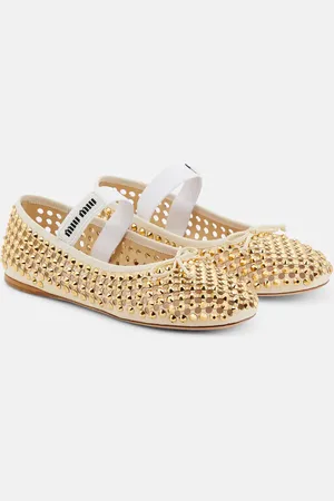 Miu Miu Crystal-embellished leather ballet flats