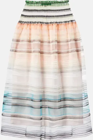 SUSAN FANG Striped tulle midi skirt