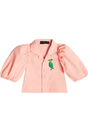 Mini Rodini Embroidered seersucker blouse