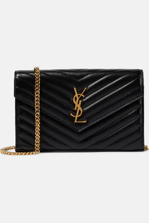 Saint Laurent Cassandre matelassÃ© leather wallet on chain