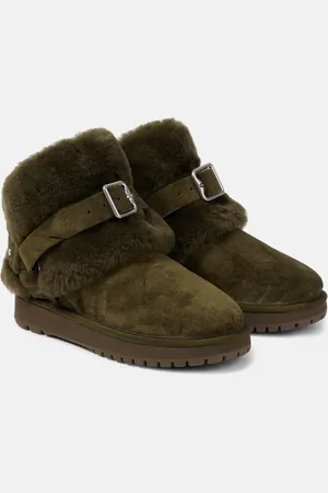 Burberry Shearling-trimmed suede ankle boots