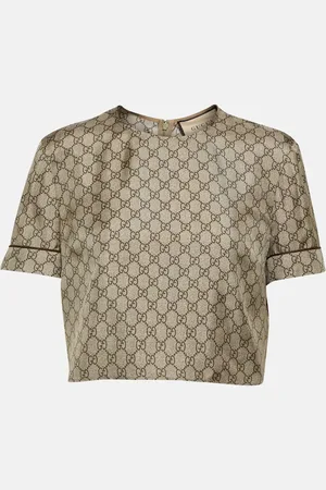 Gucci GG printed silk twill crop top