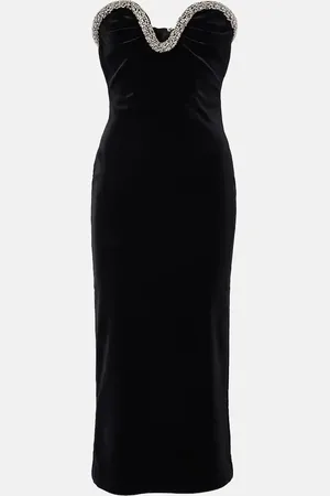 Roland Mouret Embellished strapless velvet midi dress