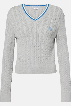 Loewe Cable-knit cropped cotton sweater