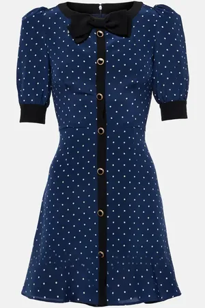 Alessandra Rich Bow-detail polka-dot silk minidress