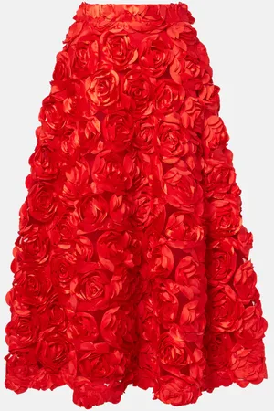ROTATE Floral-appliquÃ© tulle midi skirt