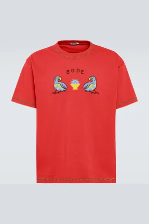 BODE Twin Parakeet embroidered cotton T-shirt