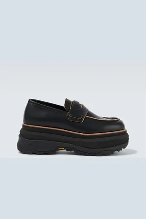 SACAI Leather platform loafers