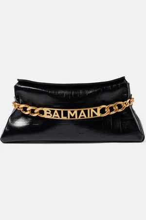 Balmain 1945 PB embossed leather clutch