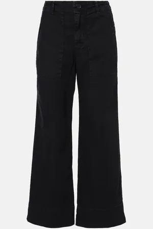 Velvet Mid-rise cotton canvas wide-leg pants