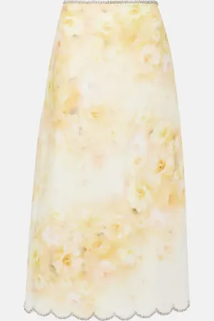 ZIMMERMANN Crush scalloped linen midi skirt